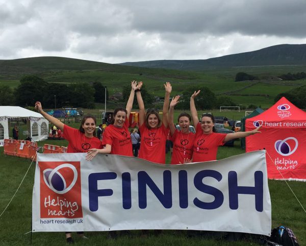 Sophie Guilfolye, Rachel Perry, Ashleigh Yates, Stephanie Hamer and Kate Duckworth at the finish line